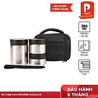 Bộ Hộp Cơm Giữ Nhiệt Thép Không Gỉ Lock & Lock LHC8031SLV - Bạc