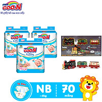 Combo 3 bịch Tã Dán Goo.n Premium Cao Cấp Gói Cực Đại Newborn NB70 (70 Miếng) + Tặng Bộ đồ chơi mô hình đường tàu dùng pin