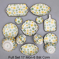 Set Bát Đĩa HOA CÚC Daisy Bát đĩa ăn cơm ăn mì, decor bàn ăn dễ thương B63