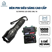 Đèn Pin Siêu Sáng XML-T6 Cao Cấp Hợp Kim Chống Nước Pin Có Thể Sạc Lại Hộp Full Box- MINIIN Chính Hãng