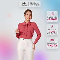 Áo Sơ Mi Nữ Công Sở Dài Tay NK Fashion Thiết Kế Dáng Suông Nơ Cổ Nữ Tính, Chất Liệu Nhập Hàn Cao Cấp Mềm Mịn NKSM2107017