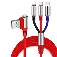 Cáp Sạc Nhanh 3 Cổng Micro USB Type C Và Lightning