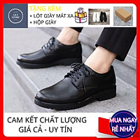 Giày da nam cao cấp kiểu dáng trẻ trung đẹp da bò cổ thấp tăng chiều cao tặng kèm Lót Mát Xa Chân cực êm - Mã GEA03