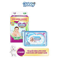 Combo Tã quần Bobby có đệm lưng thấm mồ hôi đủ size và 1 Gói khăn ướt trẻ em Bobby care không hương 100 tờ
