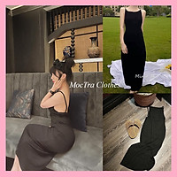 Đầm maxi yếm hai dây hở lưng dáng dài vintage tiểu thư hàng hottrend siêu xinh, Váy nữ đi biển khoét lưng chất zip đẹp giá rẻ,phù hợp đi dạo đi chơi