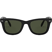 Ray-Ban RB4105 Wayfarer Folding Sunglasses, Black/Green, 54 mm