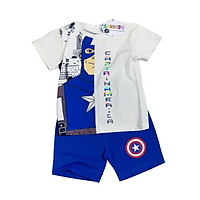 Quần áo siêu nhân đội trưởng mỹ Captain lửng set 2 chi tiết - cotton 100%