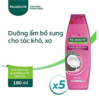 Bộ 5 chai dầu gội kèm dầu xả Palmolive Dưỡng Ẩm bổ sung từ sữa dừa & protein 180ml/chai