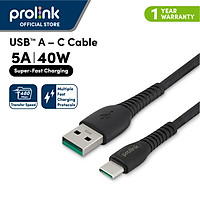 Dây sạc PROLiNK 5A/40W USB-A to USB-C Cáp Sạc Nhanh QC 3.0 Dành Cho Huawei,Samsung, Oppo (Chiều dài 1 mét) - Hàng chính hãng