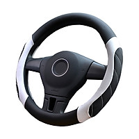 Car Steering Wheel Cover Soft Leather Grip Steering Wheel Non-Slip Cover Universal Fit For Truck, SUV, Cars (Black with