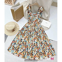 ĐẦM HAI DÂY HOA THÔ LỤA CHẤT ĐẸP MÁT FORM DÁNG XINH TRẺ TRUNG