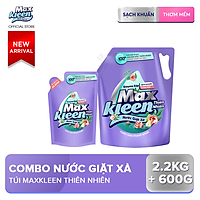 Combo Nước Giặt Xả MaxKleen Thiên Nhiên: 1 túi 2.2kg + 1 túi 600g