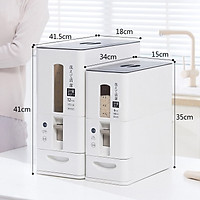 Thùng đựng gạo Nhật Bản GeLife881. Tặng 30 gang tay làm bếp. Chế độ lấy gạo từ dưới thông minh. Chống bụi, côn trùng tuyêt đối. Chống ẩm theo Tiêu chuẩn Nhật Bản