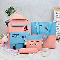 Balo nữ combo 4 món đi học laptop học sinh sinh viên Cặp Ulzzang Thời Trang - balo phối about Munnini