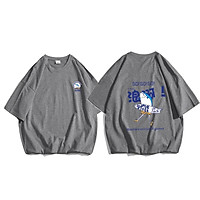 【M-5XL】 Pure Cotton Fashion Chinese Character Printed Oversize T-shirt Female Short Sleeve Men Leaving Summer Leisure