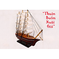 Mô hình thuyền buồm gỗ Phong Thủy trắng 25cm
