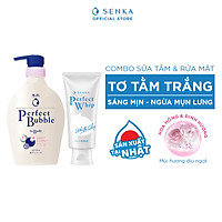 Combo Sữa tắm dưỡng ẩm Senka Perfect Whip hương hoa hồng, đinh hương 500ml và Sữa rửa mặt chiết xuất đất sét trắng Senka Perfect Whip Clay 120g