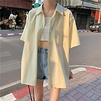 Áo Sơ Mi Tinh Khiết Thô Cotton Màu Trơn Hồng Kông