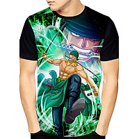 Áo One Piece 3D Roronoa Zoro v3 mới, áo thun One Piece 3D Đen Zoro, hình đẹp đủ size từ 25-94kg