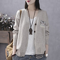 Áo cardigan len nữ thêu hình mèo trẻ trung ArcticHunter, thời trang thương hiệu chính hãng