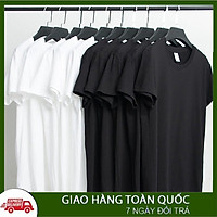 Áo thun unisex basic ngắn tay Trắng Đen mát mẻ đơn giản thấm hút mồ hôi dễ phối đồ dành chất cotton co dãn 4 chiều