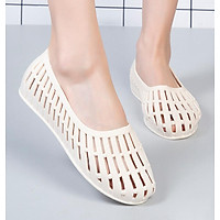 Giày nhựa đi mưa nữ đi biển chống trơn trượt đế bằng nhiều màu V250