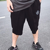 (Ảnh Tự Chụp) Quần Sooc Đũi Thêu Chữ B Unisex Dành Cho Nam Với Vải Umi Hàn Đẹp