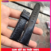 Dây đồng hồ da đà điểu khâu tay thủ công 1 mặt (màu đen)