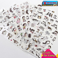 Bộ 6 Tấm Nhãn Dán Sticker Trang Trí Mèo Xám Hàn Quốc Siêu Dễ Thương