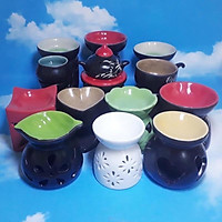 Đèn xông tinh dầu sứ đốt nến -Đèn xông tặng kèm 10 nến đốt