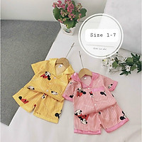 Đồ bộ bé gái, bộ pijama cho bé gái size 5-15kg chất lụa satin mềm mát