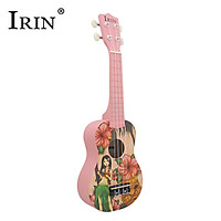 IRIN 21 Inch Acoustic Soprano Ukulele Ukelele Uke Basswood Material with Beautiful Hawaii Style Patterns Pink