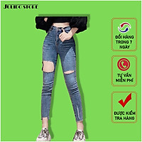 Quần jean nữ lưng cao Julido, chất jean cotton co dãn tôn dáng phụ nữ eo thon mẫu DOT08