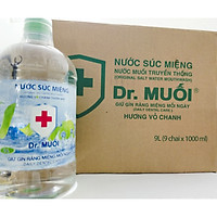Thùng Nước Súc Miệng Dr. Muối Hương Vỏ Chanh được làm từ 100% muối biển tự nhiên (9 chai 1 lít) + Tặng 9 gói Cà Phê Muối