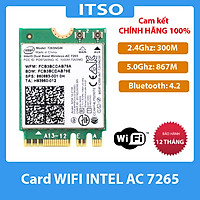 Card Wifi Intel AC7265 khe M2 có Bluetooth 7265NGW - Hàng nhập khẩu