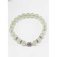 Vòng tay thạch anh xanh phối charm lục tự bạc (7mm) Ngọc Quý Gemstones