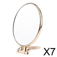 7xFolding Handheld Double Sided Mirror Table Makeup Mirror for Travel Golden