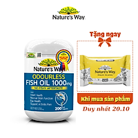 Viên Uống Dầu Cá Nature’s Way Odourless Fish Oil Tăng Cường Sức Khoẻ Tự Nhiên Không Mùi 1000mg 200 Viên