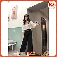 Quần ống rộng kaki cúc KA Chất kaki 2 màu Đen Sữa Size ML cạp cúc hot hit from rộng