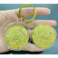 Móc khóa Xu Kỳ Lân may mắn - Vật phẩm phong thủy trang trí - quà tặng ý nghĩa, sưu tầm