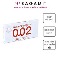 Bao cao su Sagami 002 - Siêu mỏng - Non Latex - Hộp 2 chiếc