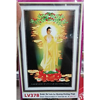 Tranh đính đá Dược Sư Lưu Ly Quang Dương Phật (80*50cm) chưa đính