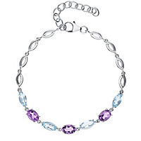 Lắc Tay Nữ Bạc Ý Đính Đá Amethyst và Topaz
