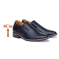 Giày Tăng Chiều Cao Nam T&TRA Tăng Cao 6Cm- T52 Đen - Chất Liệu Da Bò Cao Cấp, Đế Cao Su Đúc , Phần Tăng Cao Ẩn Bên Trong