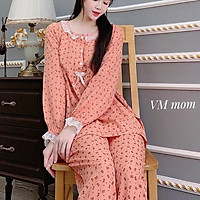 Bộ đồ bầu - bộ sau sinh DÀI TAY đẹp giá rẻ cho mẹ bầu và sau sinh ở cữ chất ĐŨI có khóa ti t.lợi