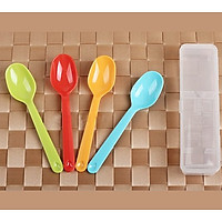 Bộ 4 thìa nhựa màu sắc kèm hộp nội địa Nhật Bản
