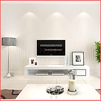 Giấy dán tường vân chỉ trắng có keo sẵn khổ rộng 45cm, giấy decal dán tường phòng khách màu trắng sang trọng