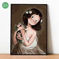 Tranh tô màu theo số Chibi Công chúa mắt biếc đã căng khung 40x50cm