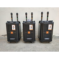 Loa kéo di động JBZ 0806 Thùng gỗ 2 micro không dây-hàng chính hãng