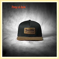 Mũ nón kết lưỡi trai Snapback đen kết hợp nâu cao cấp, thời trang